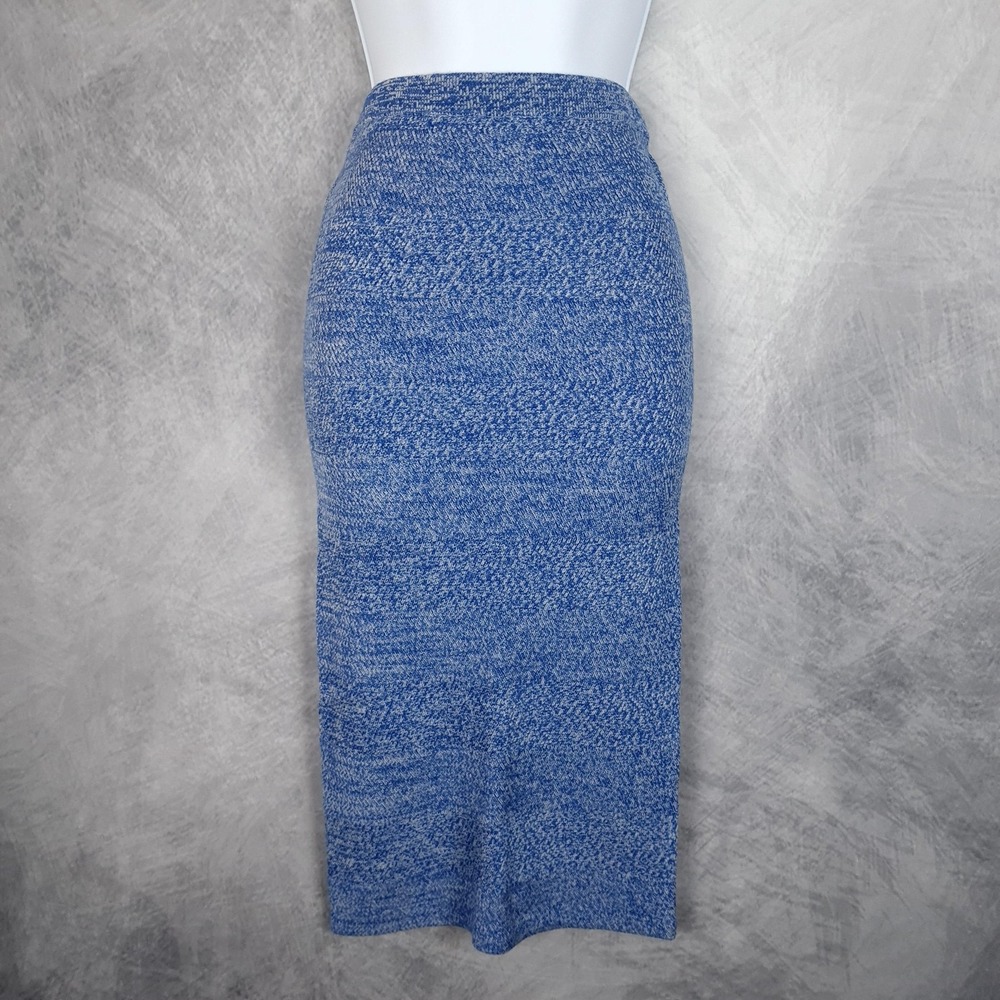 Alice + Olivia Skirt Womens Medium Blue Pencil Midi High Waist Wool Knit Bodycon